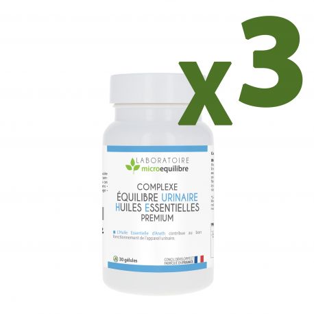 LOT DE 3 X COMPLEXE ÉQUILIBRE URINAIRE HUILES ESSENTIELLES PREMIUM