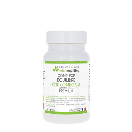 COMPLEXE ÉQUILIBRE Q10 + OMÉGA 3 - 60 capsules COMPLEXE ÉQUILIBRE Q10 + OMÉGA 3 - 60 capsules