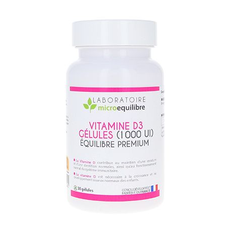LOT DE 3 X VITAMINE D3 GELULES 1000UI EQUILIBRE PREMIUM