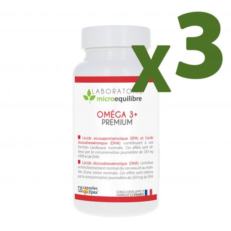 LOT de 3 X OMÉGA 3+ PREMIUM 120 capsules